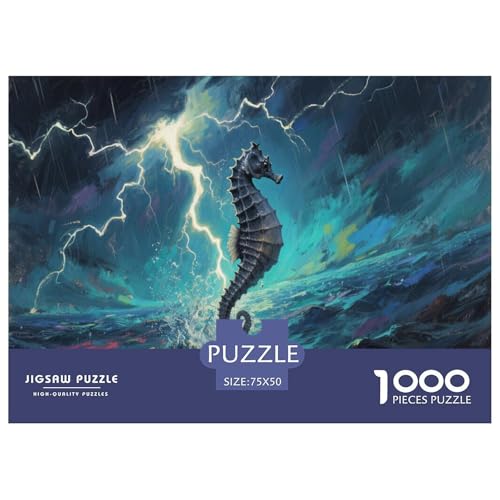 Seepferdchen Puzzles 1000 Teile Schwer Puzzle Spielzeug Pädagogisches Spiel Impossible Herausforderungsspielzeug Für Erwachsene Und Kinder Ab 14 Jahren 1000pcs (75x50cm) von CBCoin