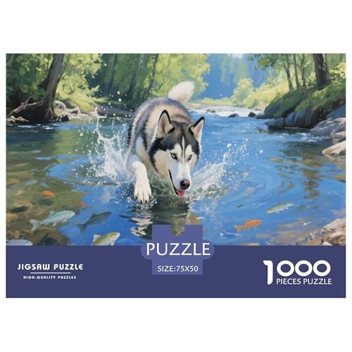 Sibirischer Husky Puzzle 1000 Teile Schwer Puzzle Spielzeug Pädagogisches Spiel Impossible Herausforderungsspielzeug Für Erwachsene Kinder 1000pcs (75x50cm) von CBCoin