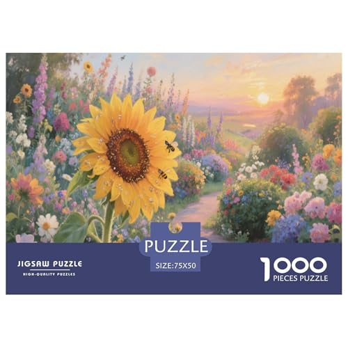 Sonnenblume Puzzle 1000 Teile Schwer Puzzle Spielzeug Lernspiel Impossible Herausforderung Spielzeug Für Erwachsene Und Kinder in Bewährter 1000pcs (75x50cm) von CBCoin