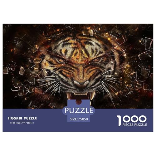 Tiger Puzzles 1000-teilige Schwer Puzzle Spielzeug Lernspiel Impossible Herausforderungsspielzeug Für Erwachsene Kinder 1000pcs (75x50cm) von CBCoin