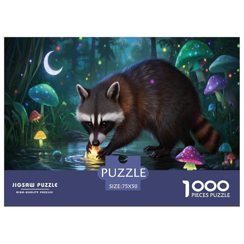 Waschbär Puzzle 1000-teilige Schwer Puzzle Spielzeug Lernspiel Impossible Herausforderungsspielzeug Für Erwachsene Und Kinder Ab 14 Jahren 1000pcs (75x50cm) von CBCoin