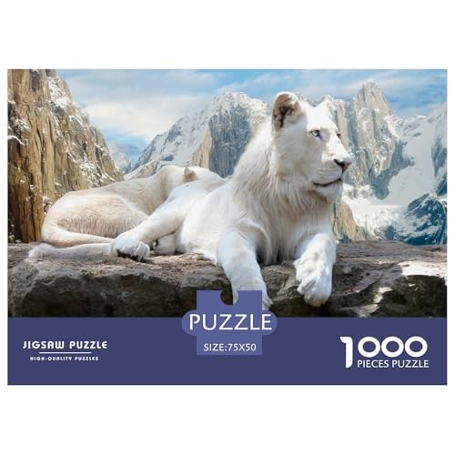 Weißer Löwe Puzzles 1000 Teile Schwer Puzzle Spielzeug Lernspiel Impossible Herausforderung Spielzeug Für Erwachsene Und Kinder Ab 14 Jahren 1000pcs (75x50cm) von CBCoin