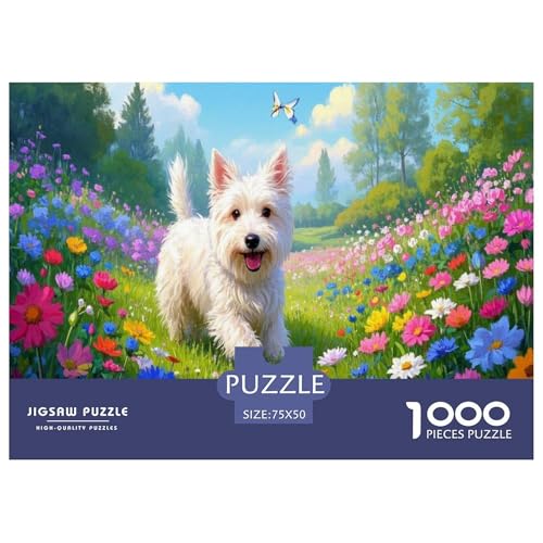 West Highland White Terrier Puzzle 1000 Teile Schwer Puzzle Spielzeug Pädagogisches Spiel Impossible Herausforderungsspielzeug Für Erwachsene Kinder 1000pcs (75x50cm) von CBCoin
