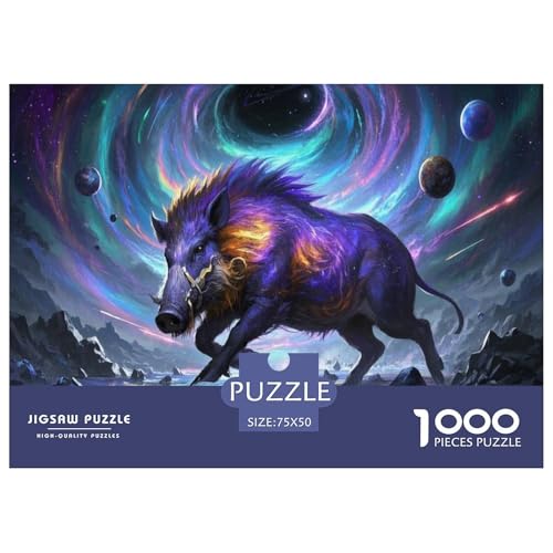 Wildschwein Puzzle 1000 Teile Schwer Puzzle Spielzeug Pädagogisches Spiel Impossible Herausforderung Spielzeug Für Erwachsene Und Kinder in Bewährter 1000pcs (75x50cm) von CBCoin