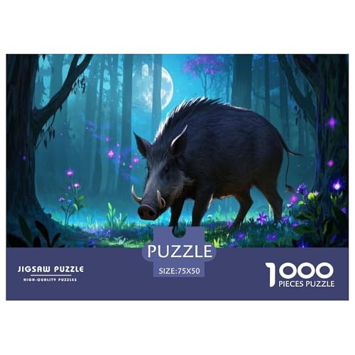 Wildschwein Puzzles 1000 Teile Schwer Puzzle Spielzeug Lernspiel Impossible Herausforderung Spielzeug Für Erwachsene Und Kinder Ab 12 Jahren 1000pcs (75x50cm) von CBCoin
