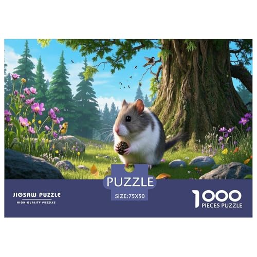 Winterweißer Russischer Zwerghamster Puzzle 1000 Teile Schwer Puzzle Spielzeug Lernspiel Impossible Herausforderungsspielzeug Für Erwachsene Und Kinder Ab 14 Jahren 1000pcs (75x50cm) von CBCoin