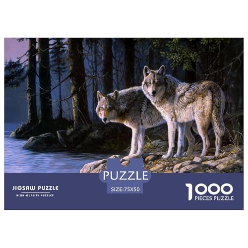 Wolf Puzzle 1000 Teile Schwer Puzzle Spielzeug Lernspiel Impossible Lakes and Forests Herausforderungsspielzeug Für Erwachsene Und Kinder Ab 14 Jahren 1000pcs (75x50cm) von CBCoin