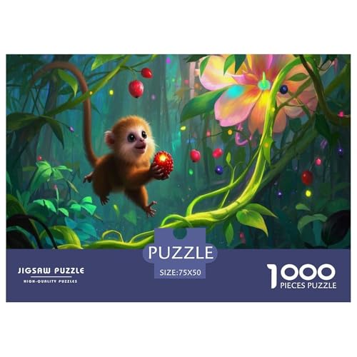 Zwergseidenäffchen Puzzle 1000-teilige Schwer Puzzle Spielzeug Pädagogisches Spiel Impossible Herausforderungsspielzeug Für Erwachsene Und Kinder Ab 12 Jahren 1000pcs (75x50cm) von CBCoin