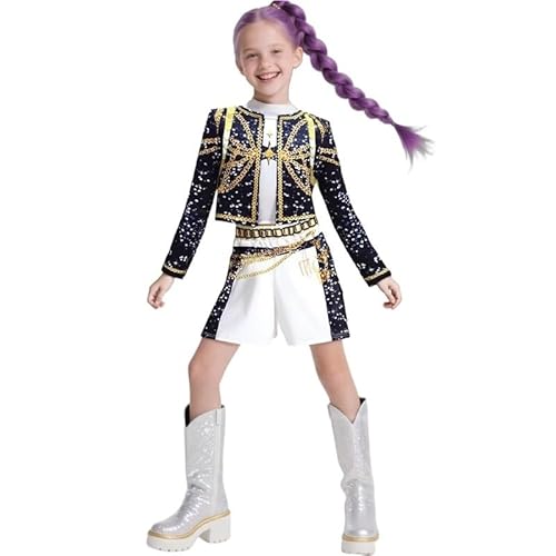 CBFGGOEUDFBS K-Pop Dämonenjäger-Kostüm, Cosplay, Sänger-Idol, Bühnen-Rollenspiel-Outfits, Halloween-Verkleidung for Frauen und Mädchen(A05,160) von CBFGGOEUDFBS