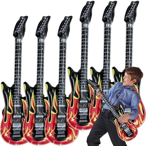 6 Stück,Aufblasbare Instrumente,Aufblasbare Luftgitarre，Aufblasbare Party Gitarre,Aufblasbare Gitarren Requisiten,Rock Musikinstrument,für Mottopartys,Karneval,Props Party (Rock) von CBHTMY