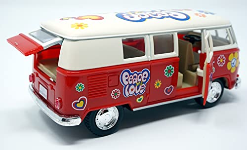 CBK-MS Bus 1962 Peace and Love rot/beige Modellauto mit Rückziehmotor von CBK-MS