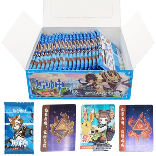 CBOSNF Genshin Impact TCG Cards 200Pcs Collezionabili Anime Trading Card Pack,Venti Vintage Postkarten,Genshin Impact Cards Booster Box,Klee Karte Schöne Geschenke für Kinder, Blue von CBOSNF