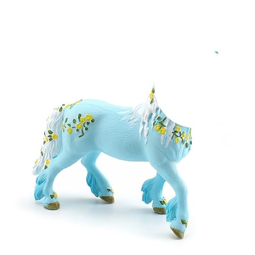 CBOSNF Pferde Spielfigur, Pferdes Figur, Blume Elfenpferd Mythische Pegasus Modell, Tortendekoration, Autoschmuck, Magische Energie Kreatur Blau Pferde von CBOSNF