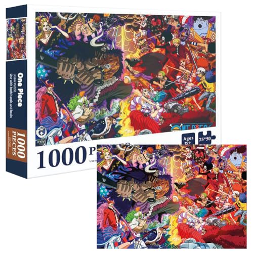 CBOSNF Puzzle Anime One-Pie-ce Puzzle 1000 Teile lu-ffy Puzzle Anime One-Pie-ce Großes Foto Poster Puzzle Schwieriges, Herausforderndes Puzzle für Partyspiele, Kinder, Familie 70 x 50 cm von CBOSNF