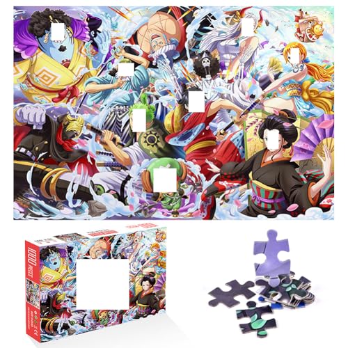 Puzzle 1000 Teile One Piece Puzzle CBOSNF Luffy Puzzle Anime Puzzle Großes Foto Poster Puzzle Farbenfrohes Legespiel für Anime Fans Erwachsene und Kinder von CBOSNF