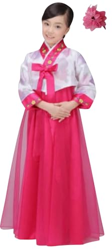 CBTRFASHION Koreanisches Hanbok-Kostüm-Set für Mädchen, Dunkelrosa, 13–15 Jahre (160 cm) von CBTRFASHION