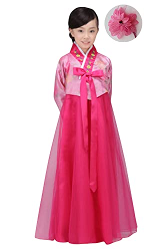 CBTRFASHION Koreanisches Hanbok-Kostüm für Mädchen (5-6 Jahre (120 cm), Rot und Rosa von CBTRFASHION