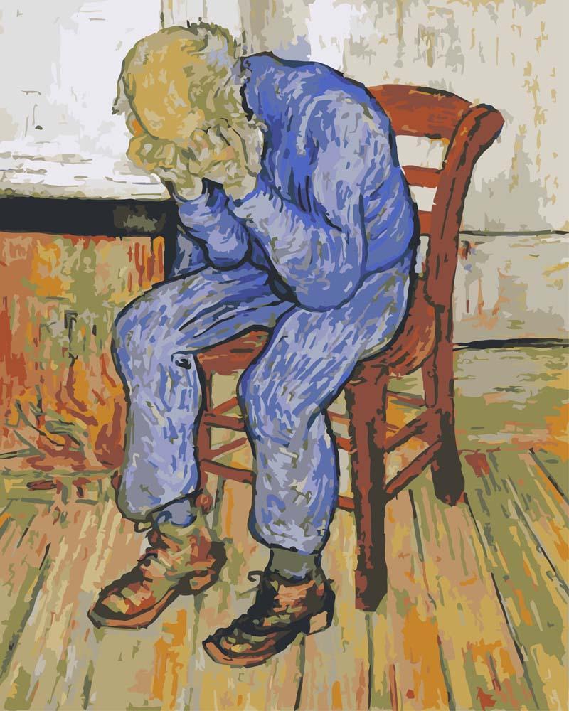 Malen nach Zahlen - An der Schwelle zur Ewigkeit - Vincent van Gogh, mit Rahmen von CC0