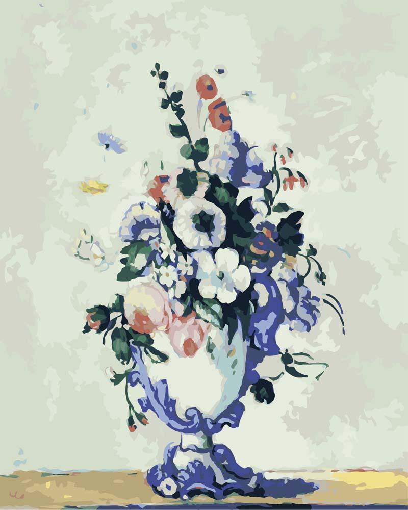 Malen nach Zahlen - Blumen in einer Rokoko-Vase - Paul Cezanne, mit Rahmen von CC0
