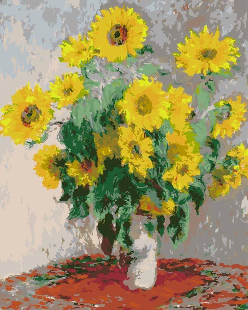 Malen nach Zahlen - Blumenstrauß der Sonnenblumen - Claude Monet, ohne Rahmen von CC0