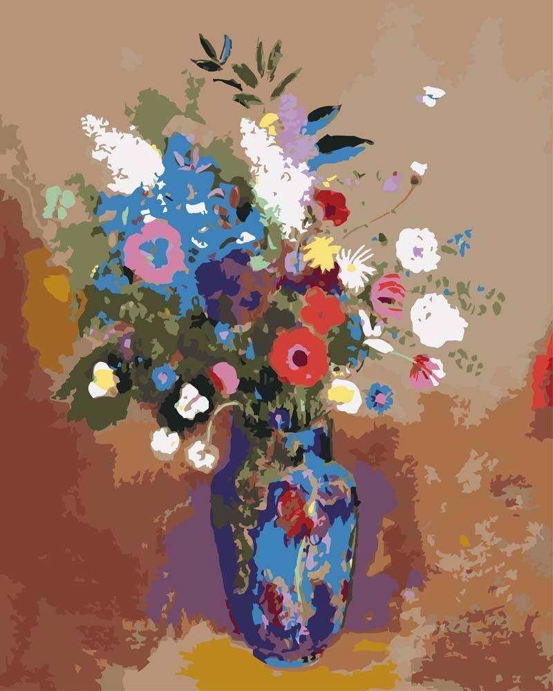 Malen nach Zahlen - Blumenstrauß von Odilon Redon, mit Rahmen von CC0