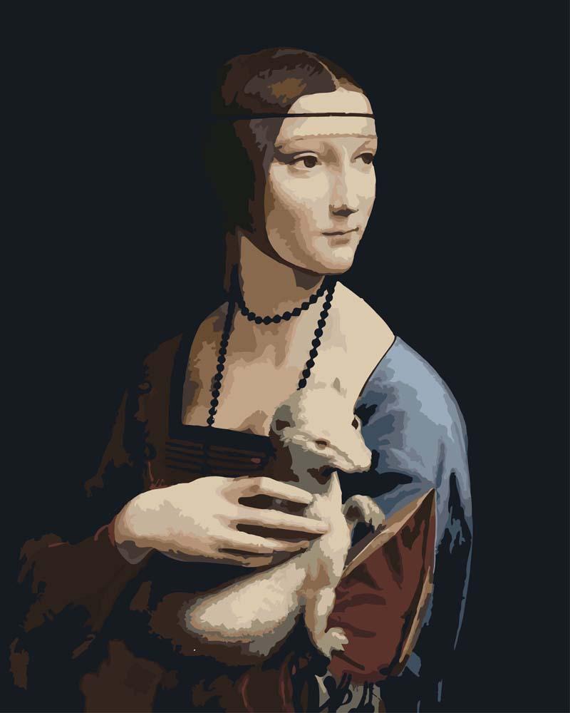 Malen nach Zahlen - Dame mit dem Hermelin - Leonardo da Vinci, mit Rahmen von CC0