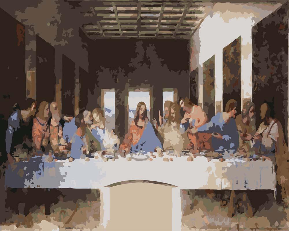 Malen nach Zahlen - Das Abendmahl - Leonardo da Vinci, ohne Rahmen von CC0