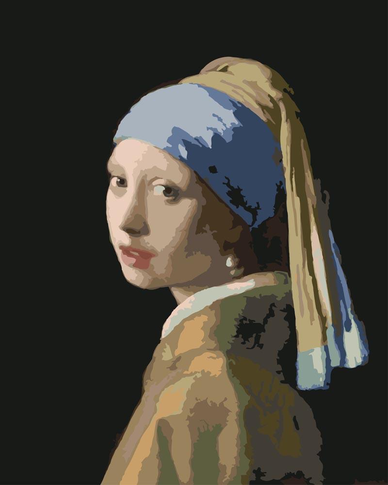 Malen nach Zahlen - Das Mädchen mit dem Perlenohrring - Jan Vermeer, mit Rahmen von CC0