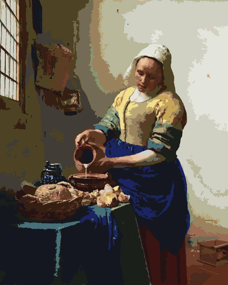 Malen nach Zahlen - Das Milchmädchen - Johannes Vermeer, mit Rahmen von CC0