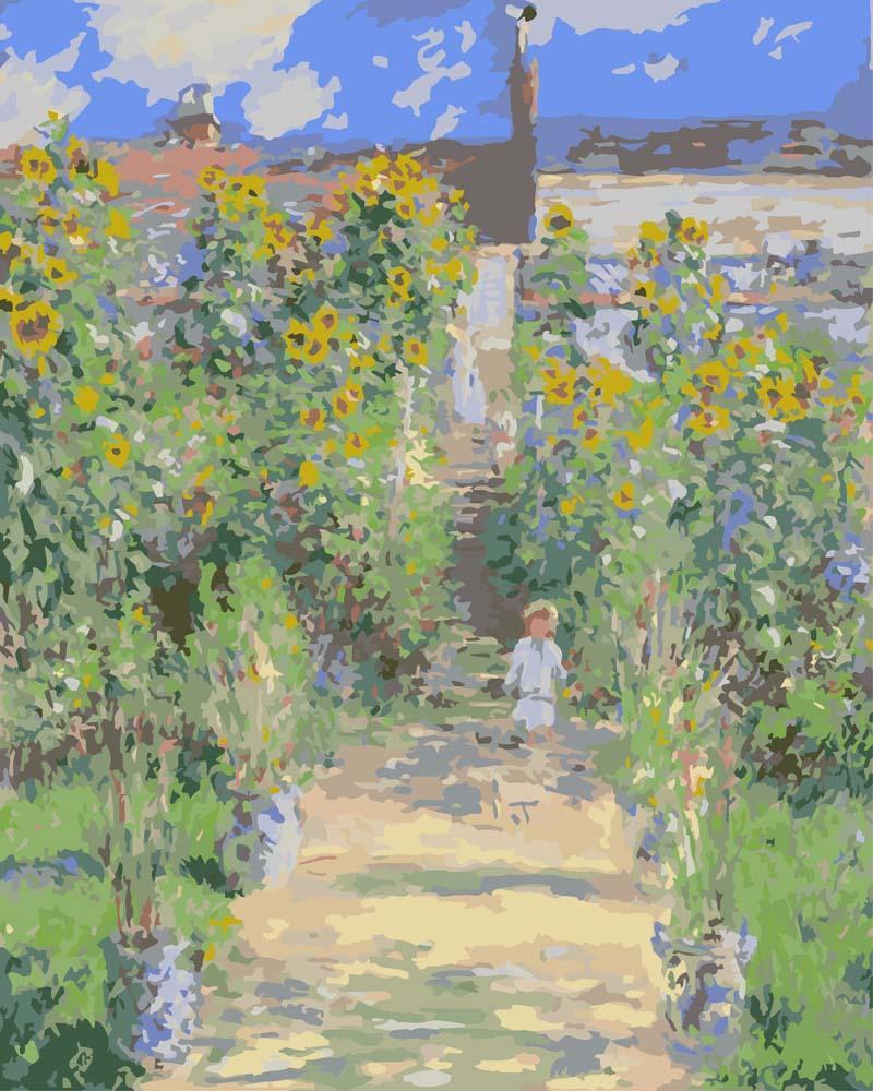 Malen nach Zahlen - Der Garten des Künstlers bei Vetheuil - Claude Monet, mit Rahmen von CC0