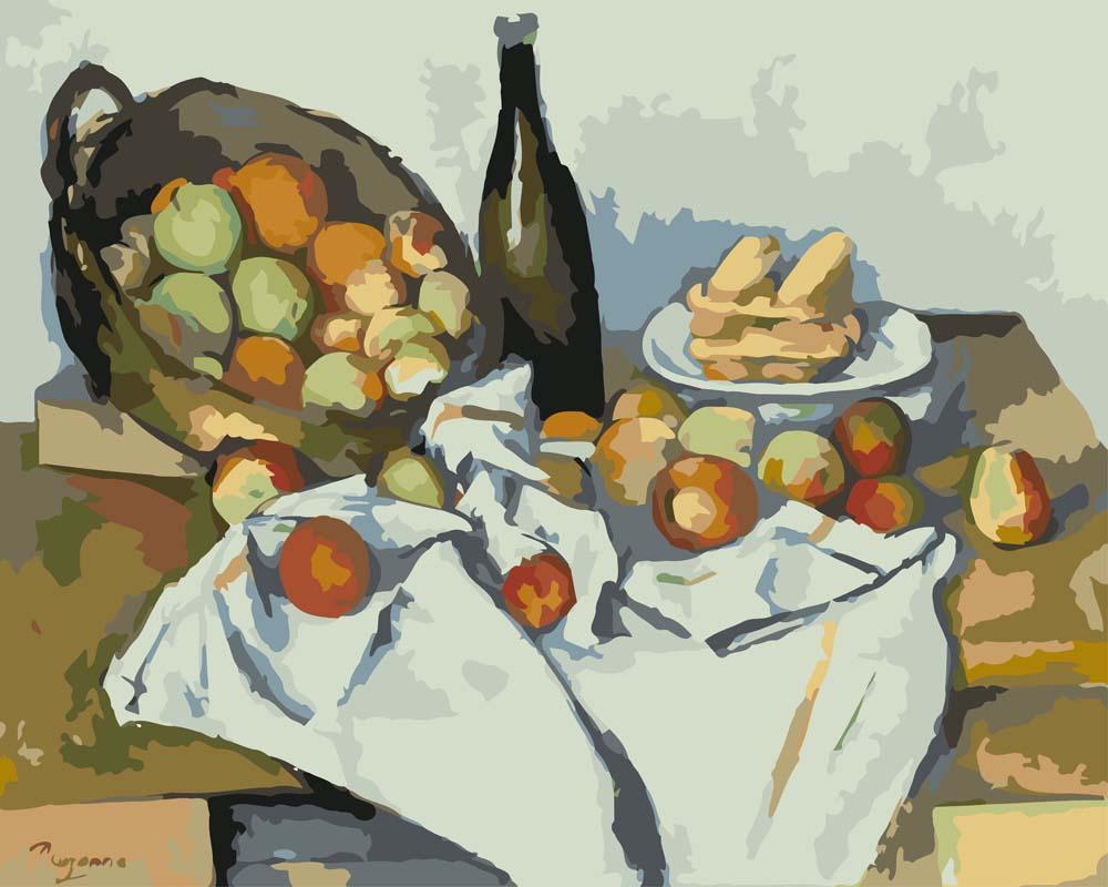 Malen nach Zahlen - Der Korb der Äpfel - Paul Cezanne, mit Rahmen von CC0