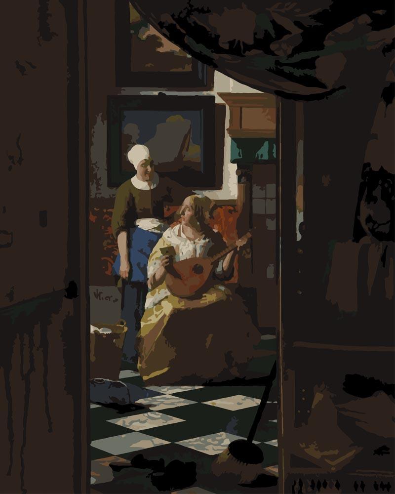 Malen nach Zahlen - Der Liebesbrief - Johannes Vermeer, mit Rahmen von CC0