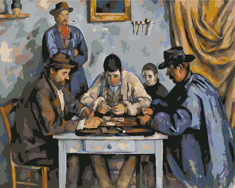 Malen nach Zahlen - Die Kartenspieler - Paul Cezanne, mit Rahmen von CC0