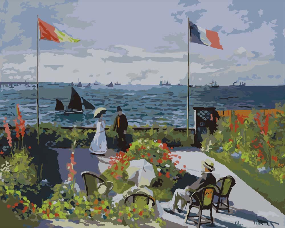 Malen nach Zahlen - Die Terrasse von Sainte‑Adresse - Claude Monet, mit Rahmen von CC0