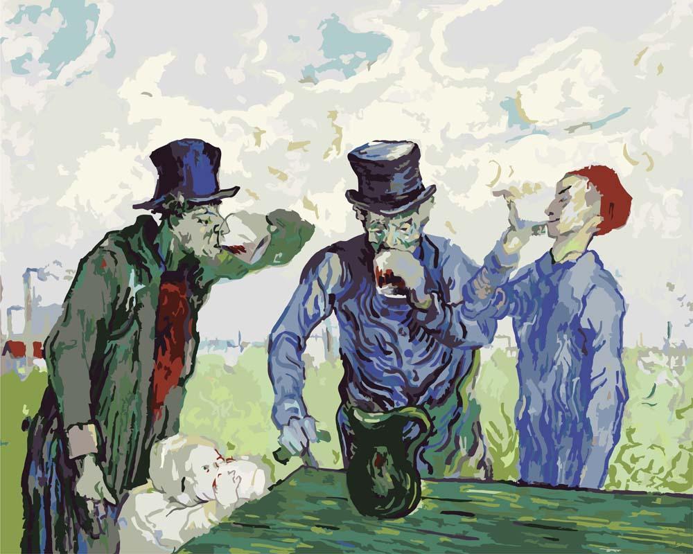 Malen nach Zahlen - Die Trinker - Vincent van Gogh, mit Rahmen von CC0