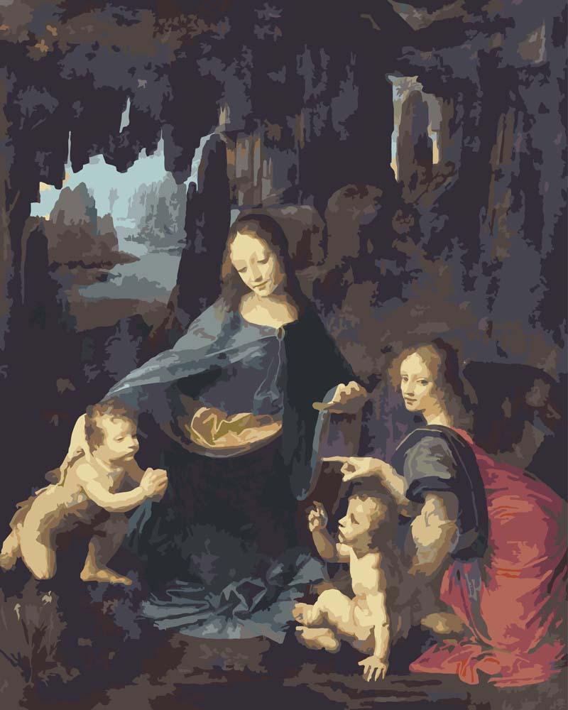 Malen nach Zahlen - Felsgrottenmadonna - Leonardo da Vinci, mit Rahmen von CC0