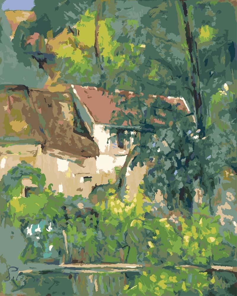 Malen nach Zahlen - Haus von Père Lacroix - Paul Cezanne, mit Rahmen von CC0