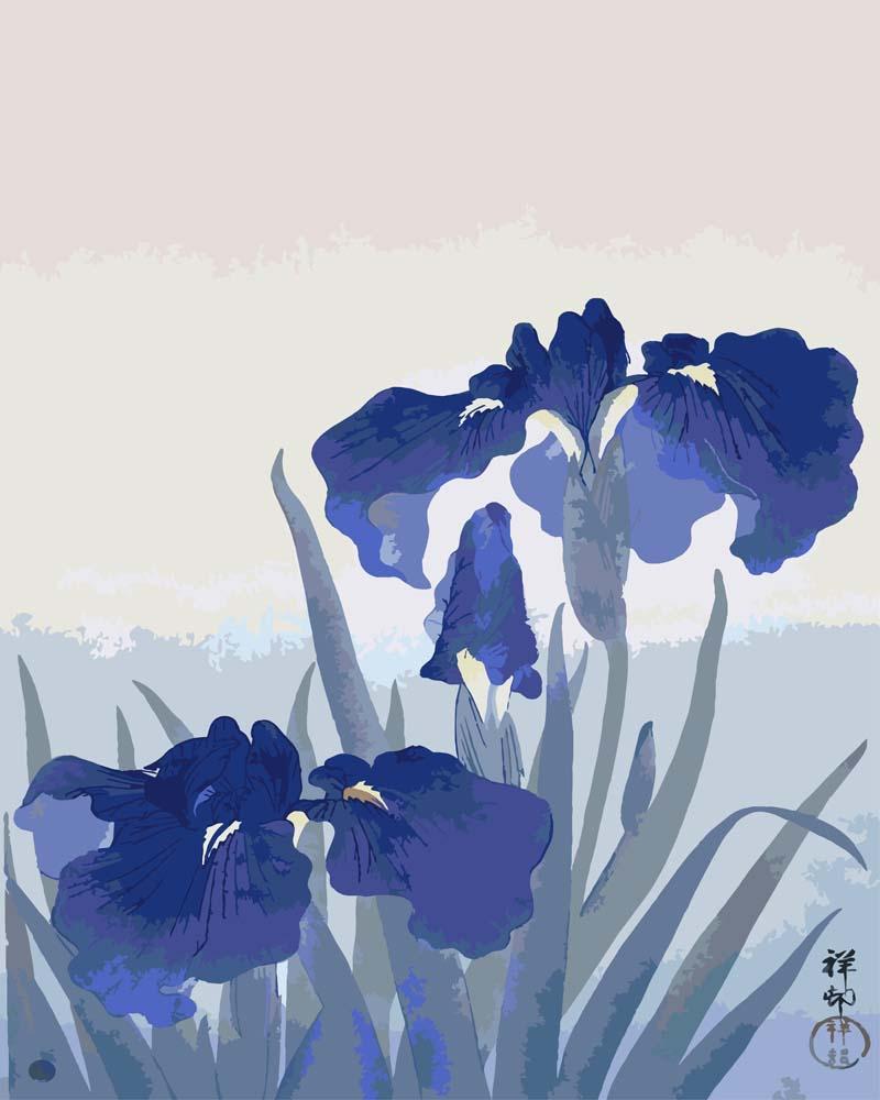 Malen nach Zahlen - Iris flowers (1925 - 1936) by Ohara Koson, mit Rahmen von CC0