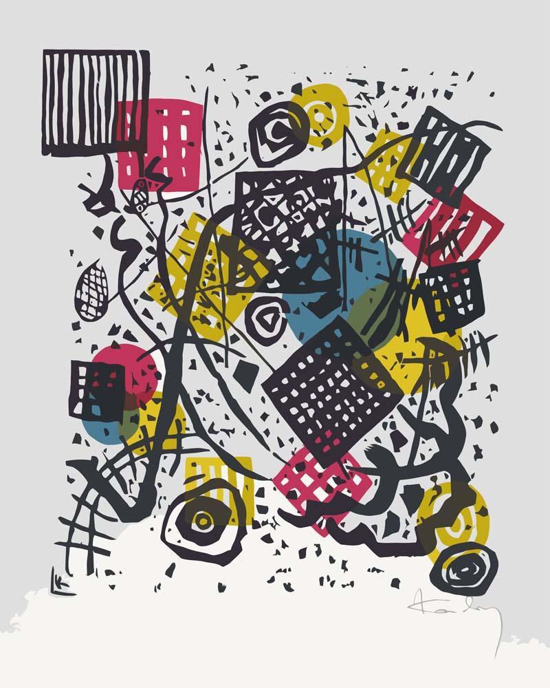 Malen nach Zahlen - Kleine Welten V - Wassily Kandinsky, mit Rahmen von CC0