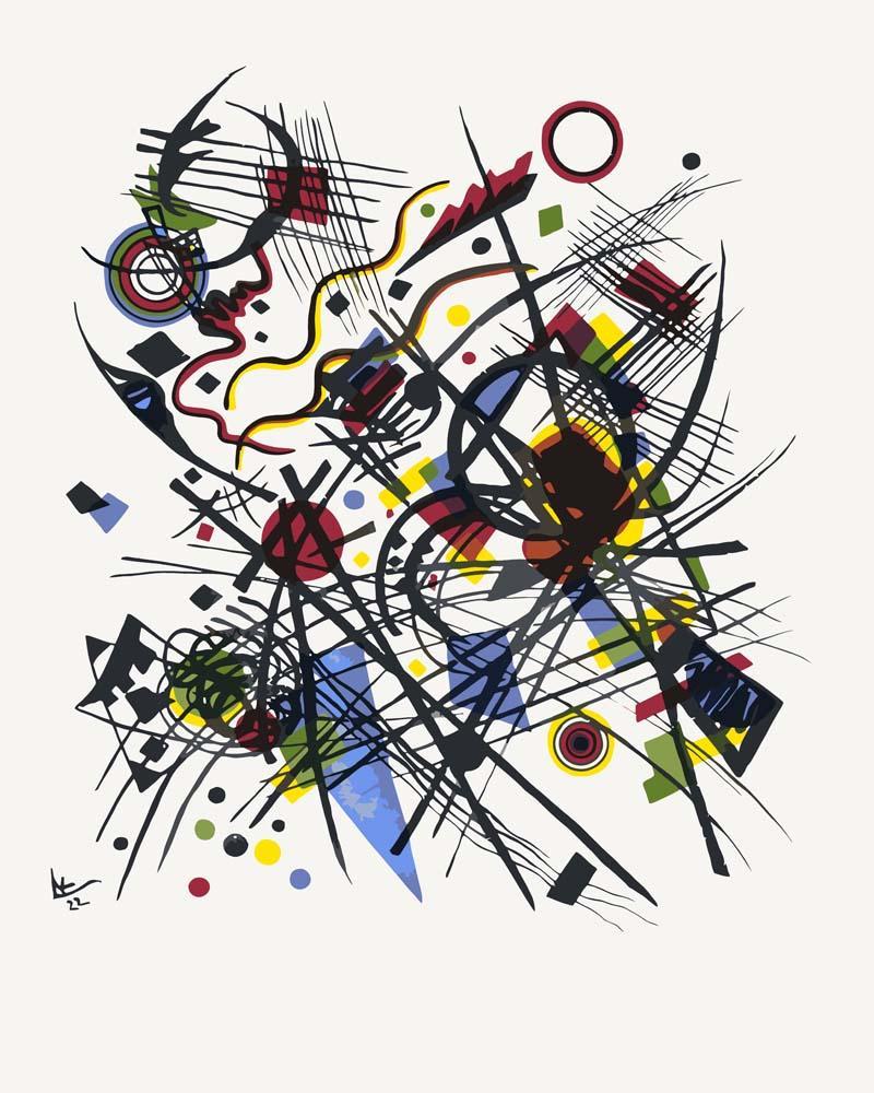 Malen nach Zahlen - Lithographie fur die Vierte Bauhausmappe - Wassily Kandinsky, mit Rahmen von CC0