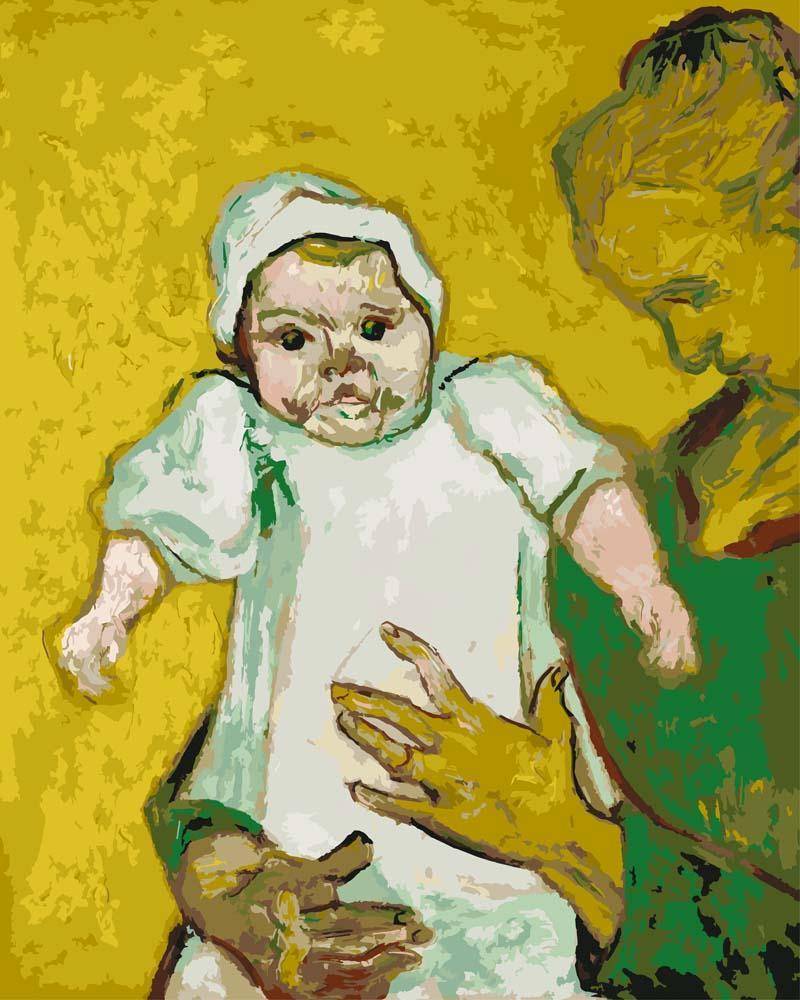 Malen nach Zahlen - Madame Roulin und ihr Baby - Vincent van Gogh, mit Rahmen von CC0