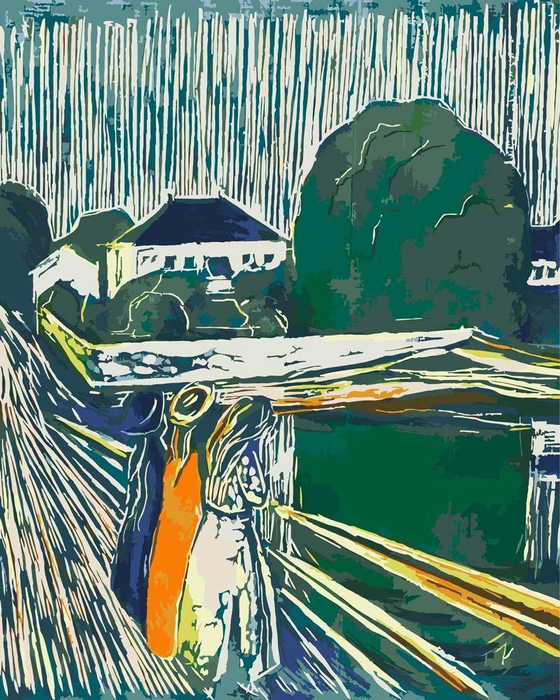 Malen nach Zahlen - Mädchen auf der Brücke - Edvard Munch, ohne Rahmen von CC0