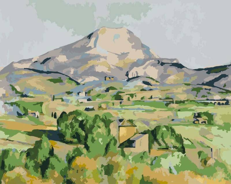 Malen nach Zahlen - Mont Sainte-Victoire von Paul Cézanne, mit Rahmen von CC0