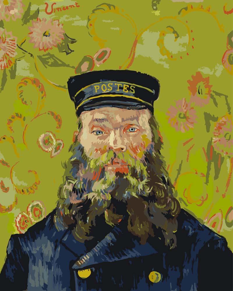 Malen nach Zahlen - Porträt des Postboten Joseph Roulin - Vincent van Gogh, mit Rahmen von CC0