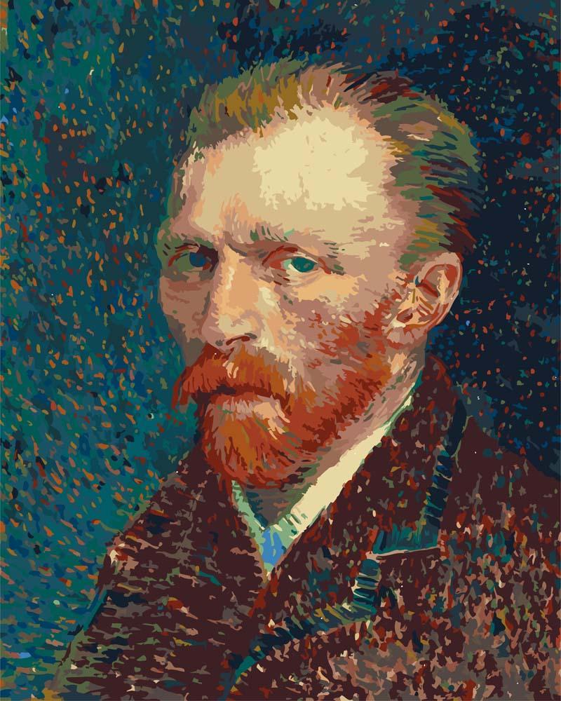 Malen nach Zahlen - Selbstporträt 2 - Vincent van Gogh, mit Rahmen von CC0