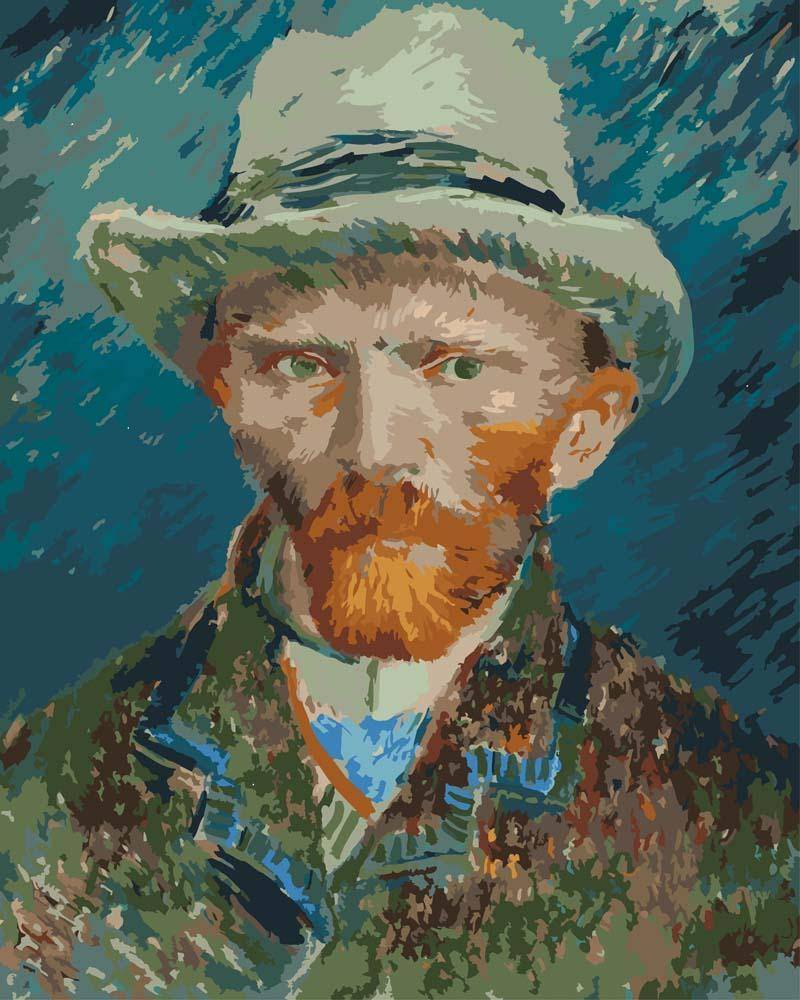 Malen nach Zahlen - Selbstporträt - Vincent van Gogh, mit Rahmen von CC0