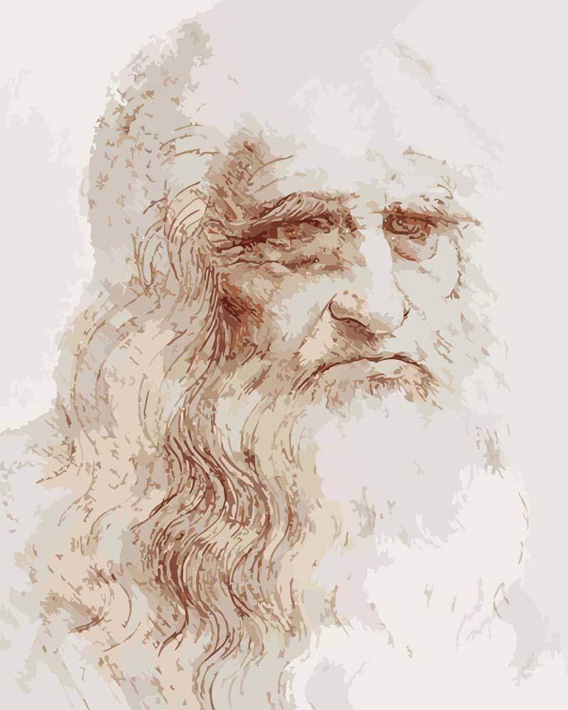 Malen nach Zahlen - Selbstportrait - Leonardo da Vinci, mit Rahmen von CC0