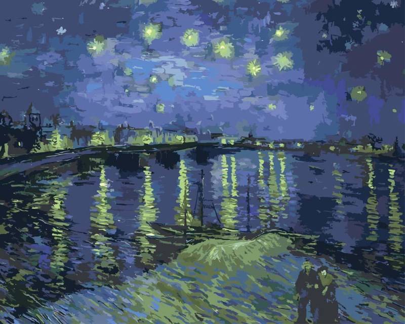Malen nach Zahlen - Sternennacht über der Rhone (Starry Night Over the Rhône) - Vincent van Gogh, ohne Rahmen von CC0