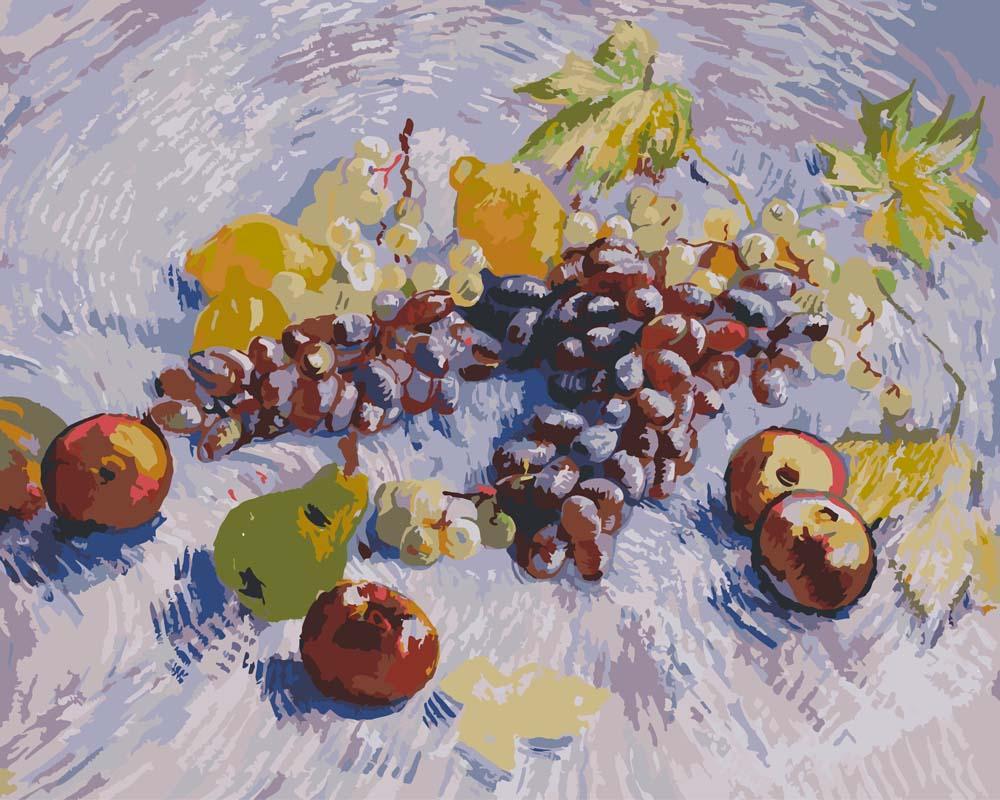 Malen nach Zahlen - Stillleben mit Trauben, Äpfeln, Zitronen und Birne - Vincent van Gogh, ohne Rahmen von CC0