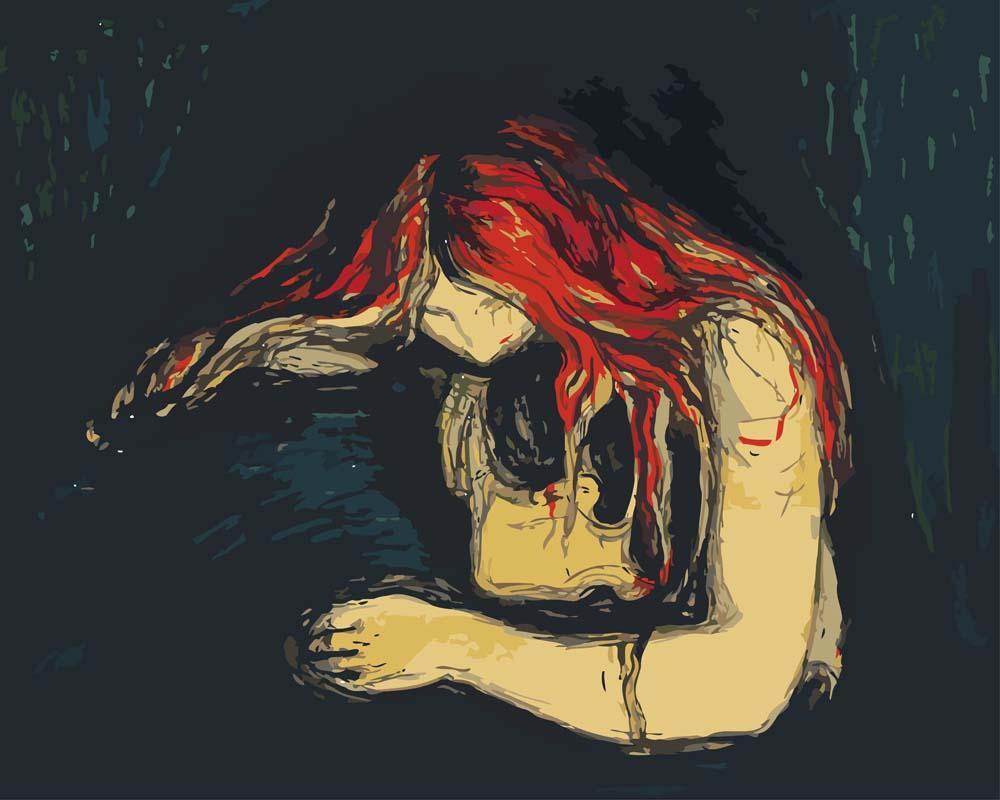 Malen nach Zahlen - Vampire II - Edvard Munch, mit Rahmen von CC0